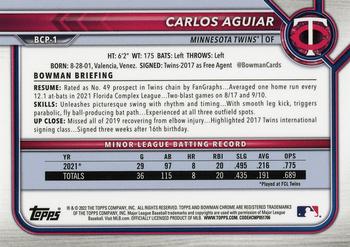 2022 Bowman - Chrome Prospects Lava #BCP-1 Carlos Aguiar Back