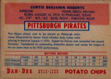 1954 Dan-Dee Potato Chips #NNO Curtis Roberts Back