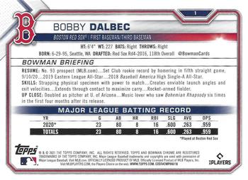 2021 Bowman Chrome Sapphire Edition #1 Bobby Dalbec Back