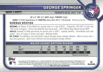 2022 Bowman - Purple Pattern #63 George Springer Back
