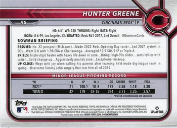 2022 Bowman Chrome #95 Hunter Greene Back