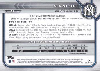 2022 Bowman - Blue Pattern #95 Gerrit Cole Back