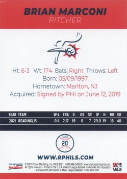 2021 Choice Reading Fightin Phils Update #20 Brian Marconi Back