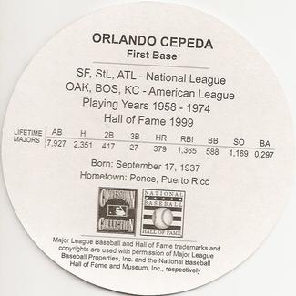 2003 Cadaco Hall of Fame Edition #NNO Orlando Cepeda Back