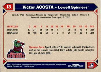 2017 Grandstand Lowell Spinners #NNO Victor Acosta Back