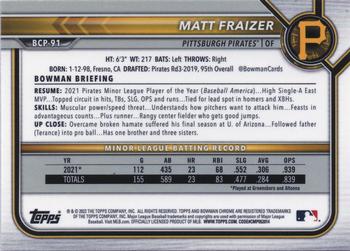 2022 Bowman - Chrome Prospects Mojo Refractor #BCP-91 Matt Fraizer Back