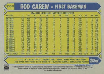 2022 Topps - 1987 Topps Baseball 35th Anniversary Chrome Silver Pack (Series Two) #T87C2-30 Rod Carew Back