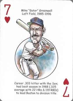 2008 Hero Decks Boston Red Sox Baseball Heroes Playing Cards #7♥ Mike Greenwell Front
