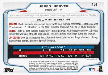 2017 Bowman - Bowman Buybacks 2014 Bowman Stamped Silver #161 Jered Weaver Back