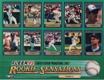 1992 Fleer - Rookie Sensations Promotional Sheet Sample #NNO Fleer Rookie Sensations Promotional Sheet Back