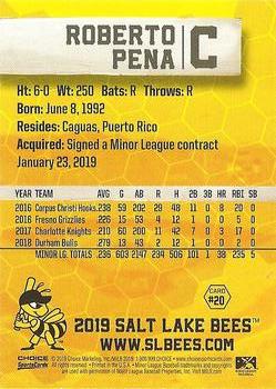 2019 Choice Salt Lake Bees #20 Roberto Pena Back