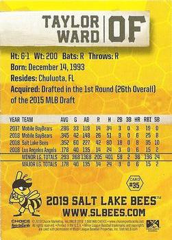 2019 Choice Salt Lake Bees #35 Taylor Ward Back