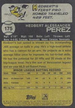 2022 Topps Heritage Minor League #175 Hedbert Perez Back