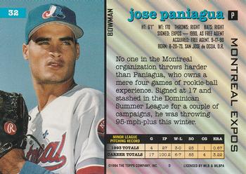 1994 Bowman #32 Jose Paniagua Back