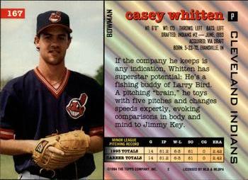 1994 Bowman #167 Casey Whitten Back