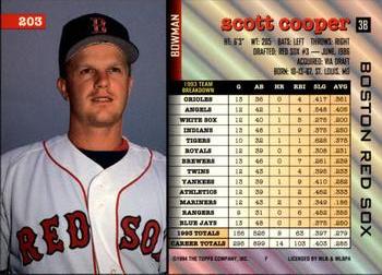 1994 Bowman #203 Scott Cooper Back