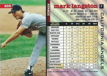 1994 Bowman #235 Mark Langston Back
