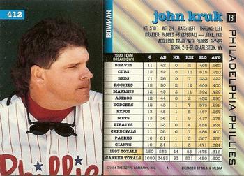 1994 Bowman #412 John Kruk Back