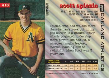 1994 Bowman #413 Scott Spiezio Back