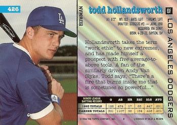 1994 Bowman #426 Todd Hollandsworth Back