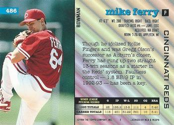1994 Bowman #486 Mike Ferry Back