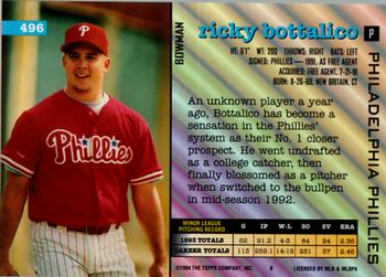 1994 Bowman #496 Ricky Bottalico Back