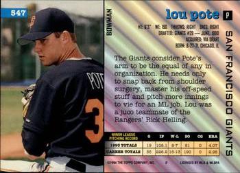1994 Bowman #547 Lou Pote Back