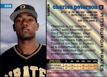 1994 Bowman #658 Charles Peterson Back
