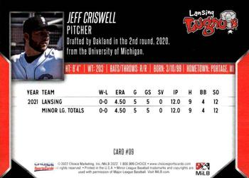 2022 Choice Lansing Lugnuts #09 Jeff Criswell Back