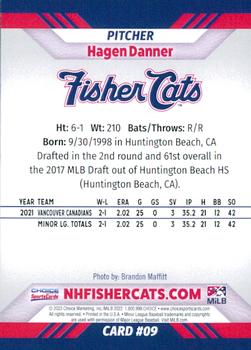 2022 Choice New Hampshire Fisher Cats #9 Hagen Danner Back