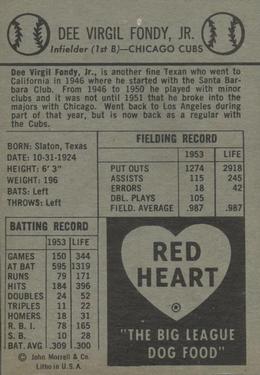 1954 Red Heart Dog Food #NNO Dee Fondy Back