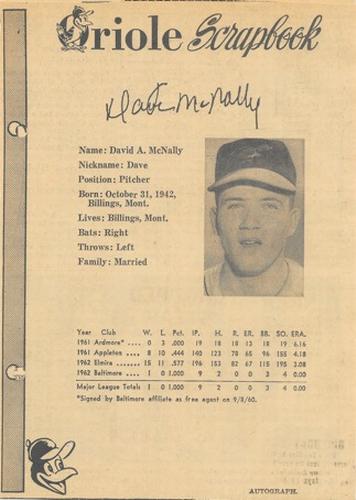 1963 Baltimore News-Post Baltimore Orioles Scrapbook Cards #NNO Dave McNally Front