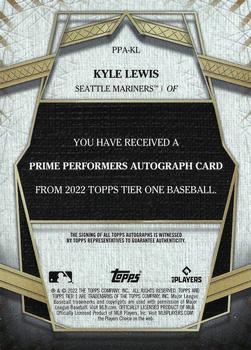 2022 Topps Tier One - Prime Performers Autographs Silver Ink #PPA-KL Kyle Lewis Back