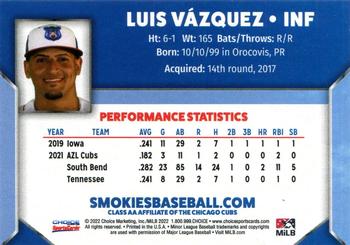 2022 Choice Tennessee Smokies #NNO Luis Vazquez Back