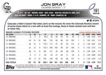 2022 Topps - Gold Star #161 Jon Gray  Back