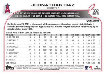 2022 Topps - Gold Star #332 Jhonathan Diaz Back