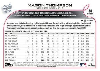 2022 Topps - 582 Montgomery #38 Mason Thompson  Back