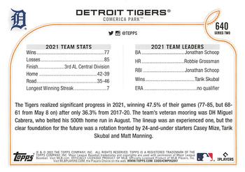 2022 Topps - 582 Montgomery #640 Detroit Tigers Back