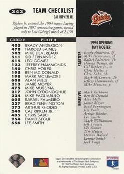 1994 Collector's Choice #343 Cal Ripken Jr. Back