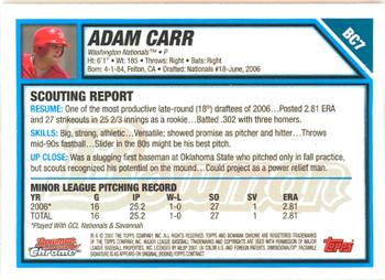 2007 Bowman - Chrome Prospects #BC7 Adam Carr Back