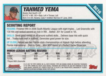 2007 Bowman - Chrome Prospects #BC16 Yahmed Yema Back