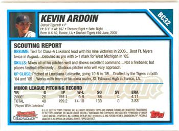 2007 Bowman - Chrome Prospects #BC32 Kevin Ardoin Back