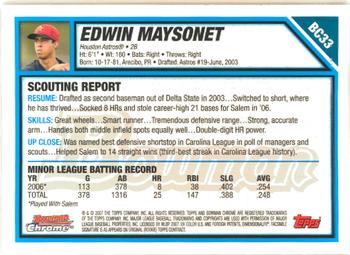 2007 Bowman - Chrome Prospects #BC33 Edwin Maysonet Back