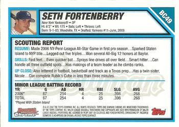 2007 Bowman - Chrome Prospects #BC49 Seth Fortenberry Back