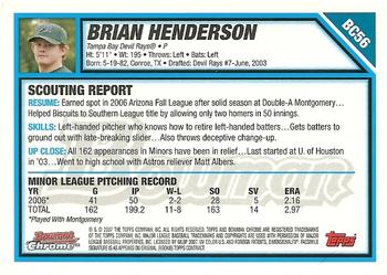 2007 Bowman - Chrome Prospects #BC56 Brian Henderson Back