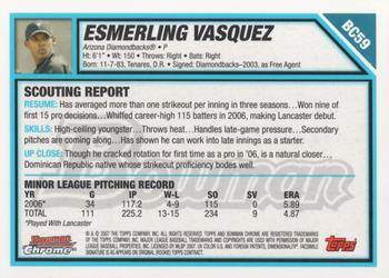 2007 Bowman - Chrome Prospects #BC59 Esmerling Vasquez Back