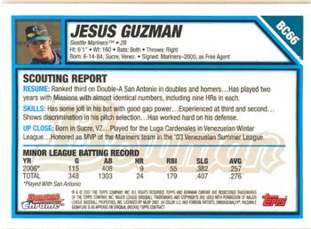 2007 Bowman - Chrome Prospects #BC66 Jesus Guzman Back