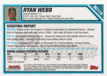 2007 Bowman - Chrome Prospects #BC110 Ryan Webb Back