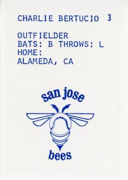 1983 Barry Colla San Jose Bees #3 Charlie Bertucio Back
