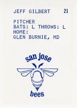 1983 Barry Colla San Jose Bees #21 Jeff Gilbert Back